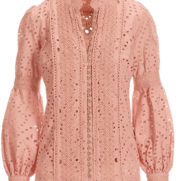 Lace Inset Eyelet Shirt
Dusty Rose - Picture 2 of 6